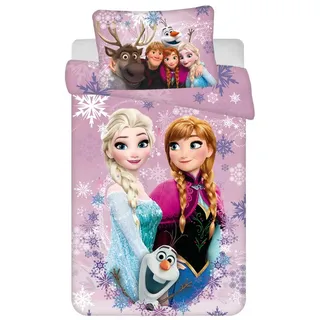 Disney Frozen Kinderbettwäsche Disney Eiskönigin Purple Frosty Kinderbettwäsche 100×135 cm, 40×60 cm, Baumwolle, 2 teilig