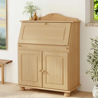 OTTO home Sekretär Mette, Schreibtisch im Landhausstil, aus Massivholz, Breite 82 cm beige