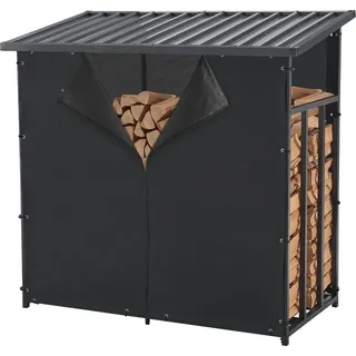 casa.pro Brennholzregal Yakutat Metall 145 x 143 x 70 cm Schwarz