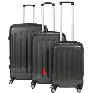 INVIDA Glüückskind Luxus Koffer Trolley aus Polycarbonat ABS Materialmix mit 4 Zwillingsrollen in Carbon Optik L