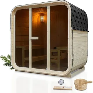 Artsauna Fasssauna Fjora 9 kW Ofen Glasfront