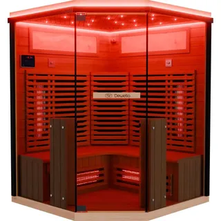 Dewello KENORA 140x140 für 2-3 Personen mit 7 Vollspektrumstrahlern aus Hemlockholz