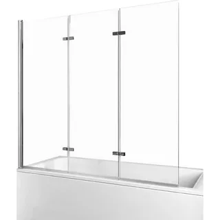 EMKE Emke, - Duschwand 130x140cm Badewannenaufsatz 3-teilig faltbar 6mm Sicherheitsglas