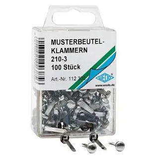 Wedo 112300, Musterbeutelklammern Rundkopf, 210-3 in SB-Klarsichtdose) 100 stück,