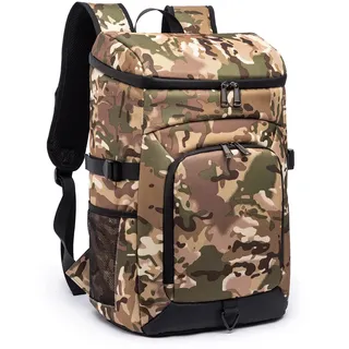 Laripwit Kühlrucksack 32L Groß Taktisch Kühltasche Isolierter Picknickrucksack Leichter Thermo Rucksack mit Kühlfach für Reisen Camping Mittagessen Strand, Camo