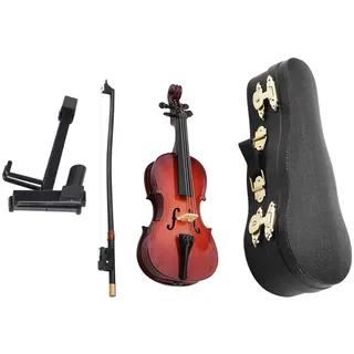 Miniatur Cello Modell, 5,5 Zoll Mini Cello Dekoration, Holz Miniatur Cello Replik mit Ständer und Cellokoffer, Puppenhaus Musikinstrument Kunsthandwerk Deko Ornament für Geschenk Abschlusstag