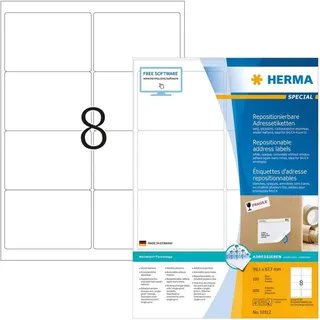 Herma Etiketten 10312 weiß 99,1 x 67,7 mm, 100 Blatt