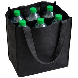ReWu Flaschentasche für 6 Flaschen bis zu 1,5 Liter Flaschenkorb Wiederverwendbar Bottle Bag Tragetasche mit Trennwänden Aufbewahrungstasche Flaschenträger Kunststoff 28 x 17 cm