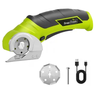 SnapFresh Kartonschneider Elektrische Schere 4V Kabellose Rollschneider Akku-Universalschneider Akkuschere - 2 Selbstschärfende Klingen - für Karton, Pappe, Teppich, Leder, Filz, Kunststoff