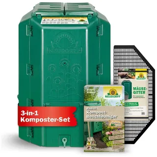 NEUDORFF Komposter-Set – Thermokomposter, Kompostbeschleuniger und Mäusegitter für eine schnelle Kompostierung von Garten- und Küchenabfällen