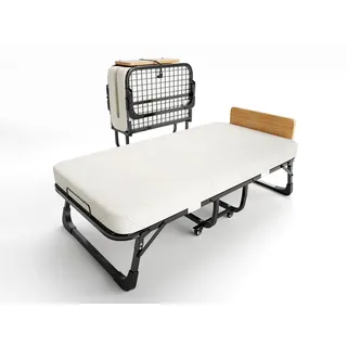 Gunuss Klappbett Erwachsene Gästebett mit10 cm Dicke Matratze Schrankbett 90x190cm Reisebett Metallbett einer Tragfähigkeit von 250 kg