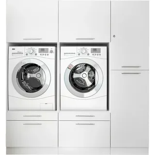 Respekta Clara Waschmaschinenschrank 184,8 x 200 x 67,6 cm Weiß Holz/Kunststoff/Metall/Spanplatte