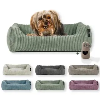 Rohrschneider Hundebett waschbar für kleine Hunde mit Hundekissen Cord (ca. 55x42 cm) inkl. Gassibeutel