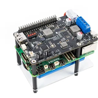 PiPower 5 UPS HAT für Raspberry Pi 5/4B/3B+/Zero 2 W, 5V/5A Netzteil mit Batterie-Backup, sicheres Herunterfahren, Smart Alerts & Monitoring, USB-C PD 45W für NAS, Server und Home Assistant