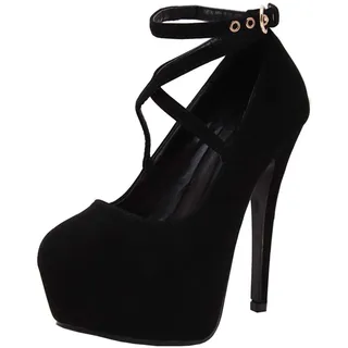 Etebella Damen Ankel Strap High Heels Plateau Pumps mit Pfennigabsatz Elegant Abend Schuhe(Schwarz,39) - 39 EU