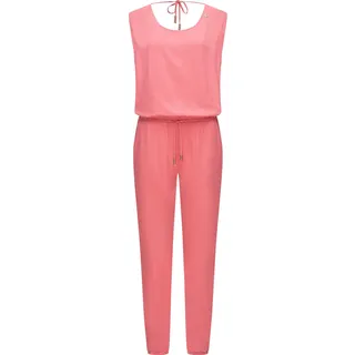 Ragwear Jumpsuit "Noveel", Damen, Gr. XXL (44), Normalgrößen, orange (koralle), 100% Viskose, figurumspielend knöchellang, Rundhals, weit, Overalls Jumpsuit, schicker, langer Damen Overall mit Bindeband