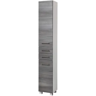 WELLTIME Hochschrank WELLTIME "Trento, verschiedene Ausführungen und Farben", silber (eiche rauchsilber), B:30cm H:180cm T:27cm, MDF, Schränke, Hochschrank, Badmöbel, Seitenschrank Breite 30 cm, viel Stauraum, Made in Germany