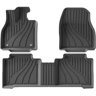 Gummimatten Auto Fussmatte Für Toyota Für BZ4X 2023–2025 wasserdichte 3D-Autofußmatten Aus TPE Kofferraumwanne/Rückenlehnenpolster(LHD 3PCS)