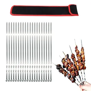 20 Stück Grillspieße EXTRA STARK 2 mm aus Edelstahl (40 cm) Grillzubehör für Mangal Spiesse Grill, Schampura Schaschlikspieße Fleischspieße Spieße, Skewers, Kebap, Pinchos Schaschlik, Grillspiesse