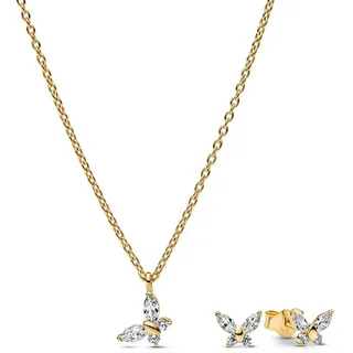 Pandora 21128 Damen-Schmuckset Kette und Ohrringe Schmetterling Goldfarben