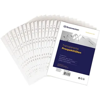 Soennecken Prospekthülle DIN A4, oben offen, 11fach Lochung, dokumentenecht, 0,08 mm, Polypropylen, transparent, genarbt