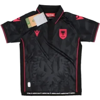 macron Macron, Jungen, Fussballtrikot, Albanien Kinder Drittes EM Trikot (134, 140), Schwarz, 140, 134