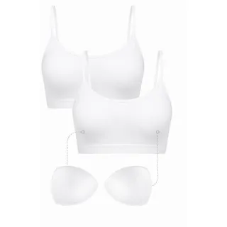 fashionshowcase Bustier Damen 2er Pack Bambus BH mit Pads nahtlos weich atmungsaktiv elastisch (2-tlg) mit herausnehmbaren Pads für natürliche Form weiß S (34)