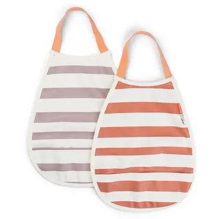Done by Deer Pull-over Lätzchen 2er Pack Stripes Papaya/Rosa