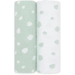 emma & noah Baby Spucktücher, 70x70 cm, Kuschelig Weich, 2er Sets, 100% Bio-Baumwolle, Langlebig & Extra Saugfähig, Unisex Design für Jungen und Mädchen (Punkte Mint)
