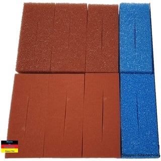 Steppan 8 x Filterschwamm geschlitzt 31 cm hoch für Oase Biotec 60000/18 und Screenmatic neues Modell ab 2016. 2 x blau grobporig 3 x viored mittelporig 3 x rot feinporig.