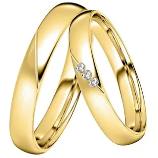 DOOSTI Trauring Schmuck Geschenk Silber 925 Trauring Ehering Partnerring LIEBE, wahlweise mit oder ohne Zirkonia gelb|goldfarben 56