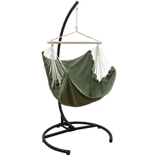 AMANKA Hängesessel mit Gestell Outdoor - 210cm Ständer mit XL Relaxsessel - Gartenschaukel für Erwachsene - Gartensessel Balkonmöbel Schaukelstuhl Swing Chair Garten-Hängesessel Balkon Schaukelsessel