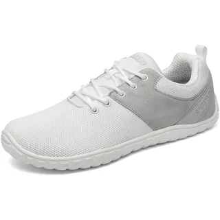 SAGUARO Barfußschuhe Wish I- Barfußschuhe Herren Damen Knit Barfussschuhe Leicht Barfuss Schuhe Weit Zehenschuhe Minimalistische Hallenschuhe Outdoor Fitnessschuhe Freizeitschuhe Weiß, Gr.43 - 43 EU