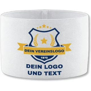 JAKO Kapitänsbinde - Foto Bild - Vereinslogo selber gestalten - Team Party eigenes Logo bedrucken - 27 x 8,5 cm - Weiß - fussball armbinde personalisieren oberarmbinde wunschtext custom druck