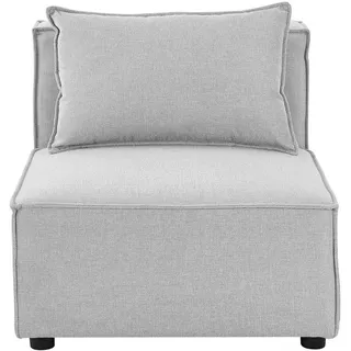 Mittelsofa mit Kissen Stoff Hellgrau