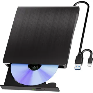 Externes Blu Ray Laufwerk mit Lese und Brennfunktion Bluray Brenner für PC | USB 3.0 Type-C High-Speed Bluray Laufwerk Extern, tragbares Plug-and-Play Blu Ray Brenner für Windows XP/7/8/10/11 und macOS