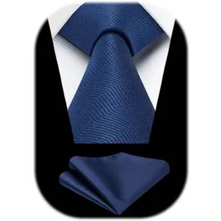Krawatte Herren Hochzeit Einstecktuch Set Einheitsgröße Navy Blau