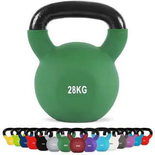 Kettlebell Neopren 2 – 30 kg inkl. Übungsposter Kugelhantel (28 kg - Olivgrün)