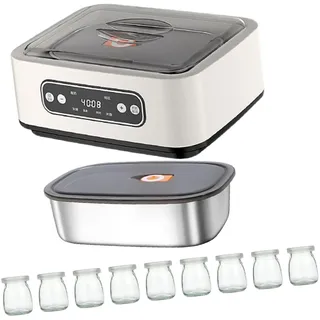 Milageto Joghurtbereiter mit 9 Joghurtgläsern für den Haushalt, Digitaler Joghurt Maker, automatische Joghurtmaschine aus Edelstahl für DIY selbstgemachten Joghurt, Käse-, Natto-Zubereiter