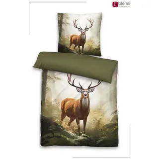 biberna Hirsch Feinbiber Grün 135 x 200 cm + 80 x 80 cm