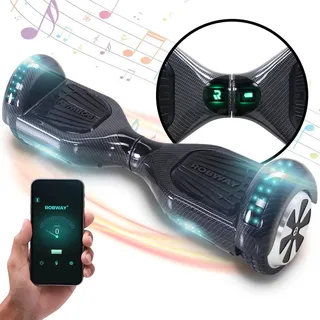 ROBWAY W1 Hoverboard für Erwachsene und Kinder, 6,5 Zoll, Self-Balance, Bluetooth, App, 700 Watt, LEDs (Carbon 2.0)