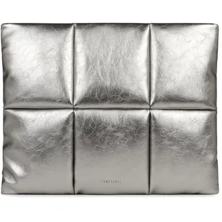 Comfyable Puffy Laptop-Hülle 15/16 Zoll, Gesteppte Puffer MacBook Tasche mit Innenfach, kompatibel mit MacBook Air 15 M5 A3448 und MacBook Pro 16 M5, PU-Leder wasserfest, Silber