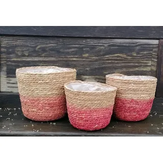 Neu!! 3er Set Pflanzkörbe ø 30+24+22 aus rötlichen Seegras Naturprodukt Übertopf