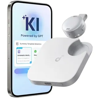 soundcore Work by Anker KI Voice Recorder, Digitales Diktiergerät mit KI Schreibfunktion und Spracherkennung, 150+ Sprachen, kombinierte Protokolle für Meetings und Vorlesungen, MFi-Zertifiziert 8GB