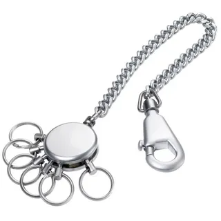 Troika Schlüsselanhänger PATENT CHAIN KR10-60/MA, Metall, matt, silber, Kette und 6 Schlüsselringe