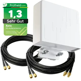 5G LTE Antenne Außenantenne Multiband Duo Antenne 5G / 4G / 3G MiMo 2X 9 dBi max. Verstärkung (mit 10m Kabel) Wetterfest Outdoor für LTE Router alle Netze 690-3800 MHz von netshop 25
