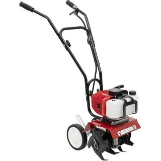 Begoniape Gartenfräse Benzin 2 Takt Motorhacke Benzin 52CC 1.65KW Bodenhacke mit 30cm Arbeitsbreite Gartenhacke Grubber Bodenfräse Kultivator AckerfräSe Gasbetriebener