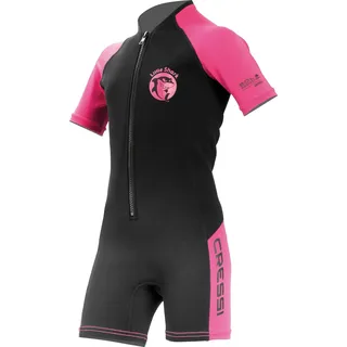 Cressi Shorty 2 mm Neoprenanzug Kinder - UV-Schutz, Kälteschutz & Quallenschutz - Schwimmanzug Kinder - Kurze Neoprenanzüge - Schwarz/Rosa - 7/8 Jahre