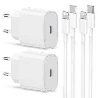 2Pack iPhone Schnellladegerät mit Ladekabel Original, iPhone Schnellladekabel USB C Power Adapter Type C Ladestecker Netzteil mit Lightning Kabel für iPhone 14/13/12/11/iPad/XS/SE/Pro Max/Mini