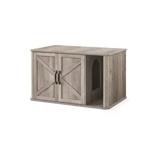 Katzenhaus mit Doppeltür und Griffen greige meliert